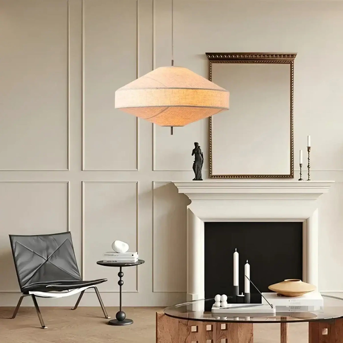 Suspension Japandi en Lin Naturel – Nivis