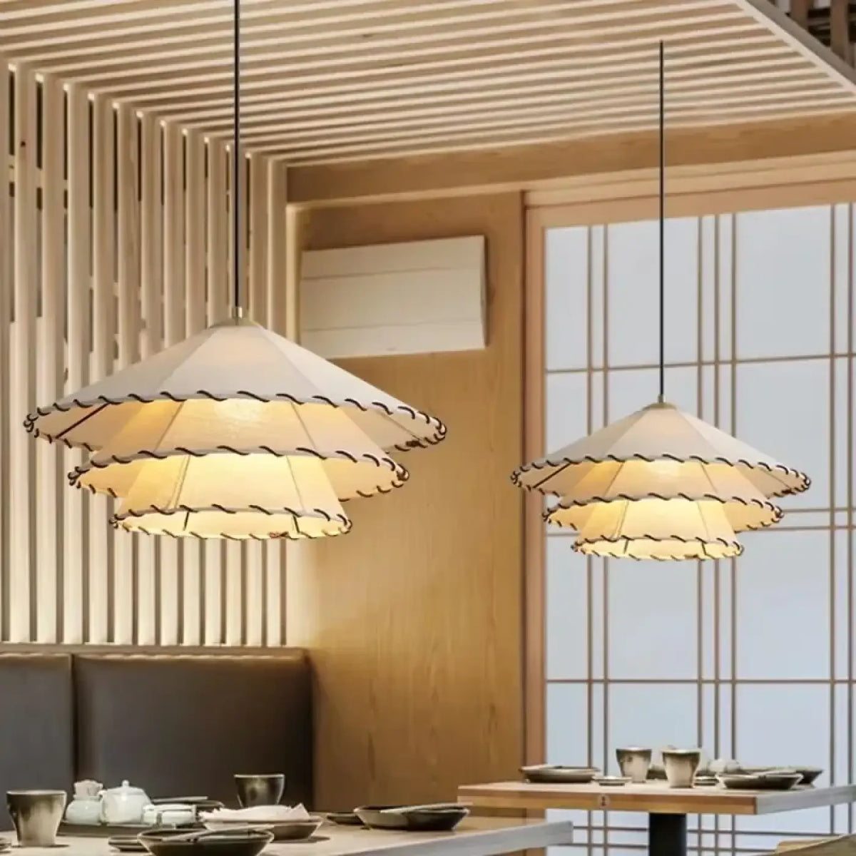 Suspension Japandi en Tissu Plissé – Bidane