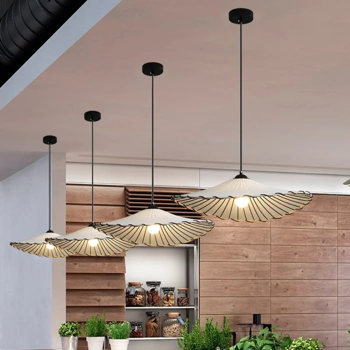 Suspension Japandi en Tissu Plissé – Bidane