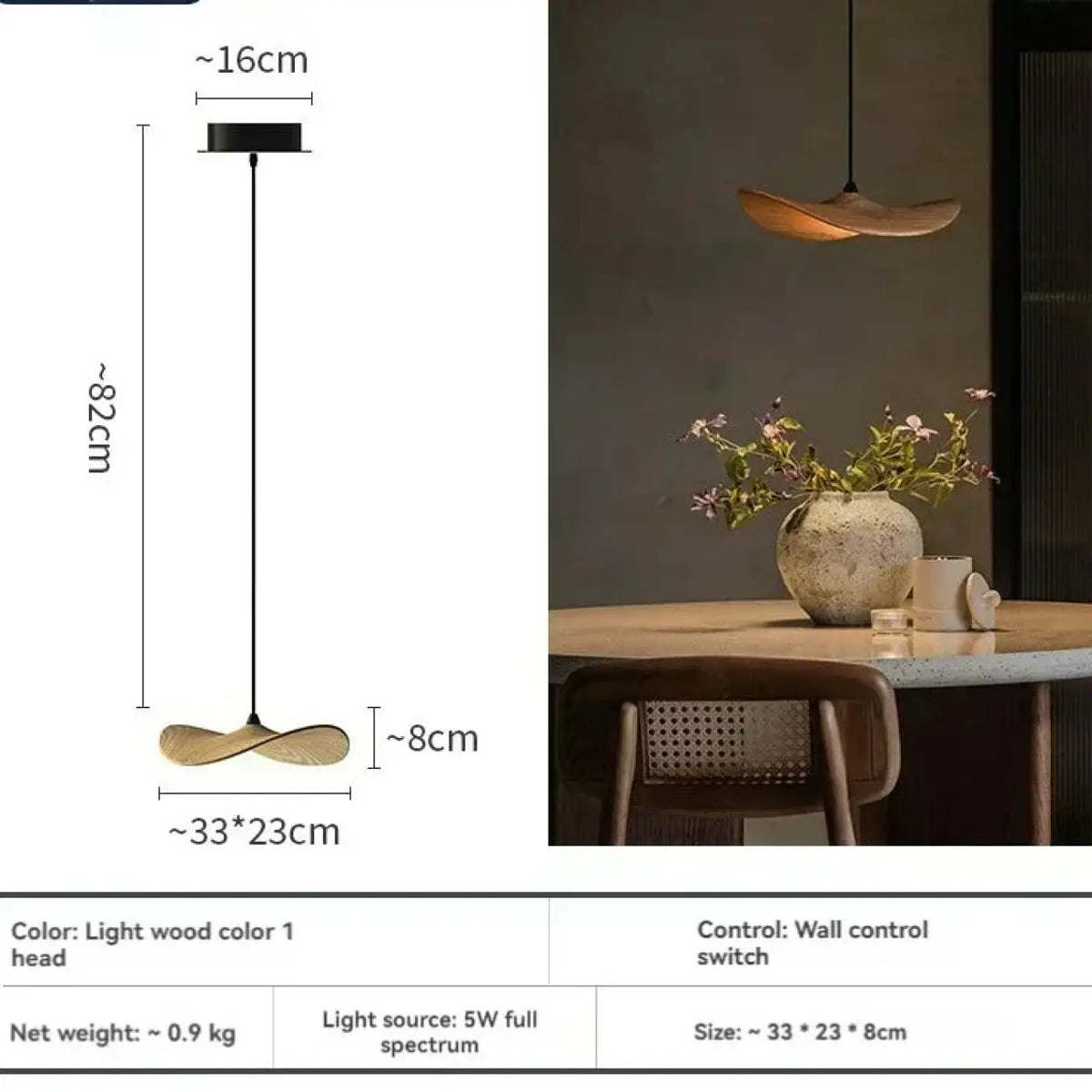 Suspension LED Abat-jour en Bois – Jélio