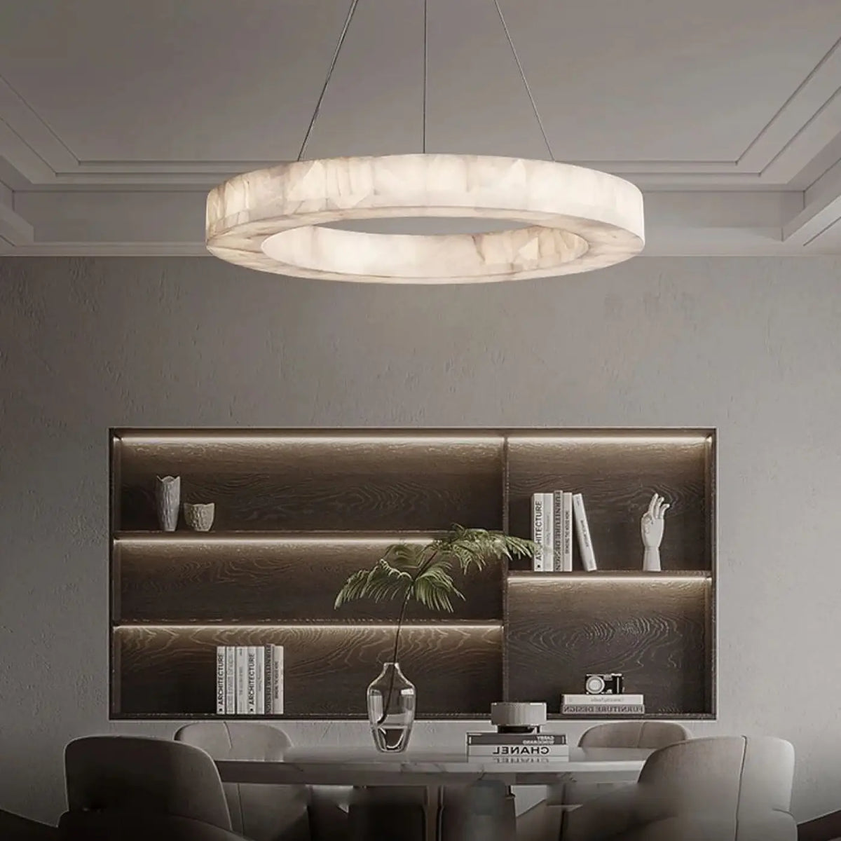 Suspension LED Circulaire Effet Marbre – Flodel