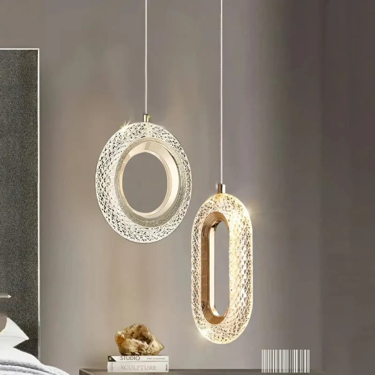 Suspension LED Dorée Ronde ou Ovale – Binio