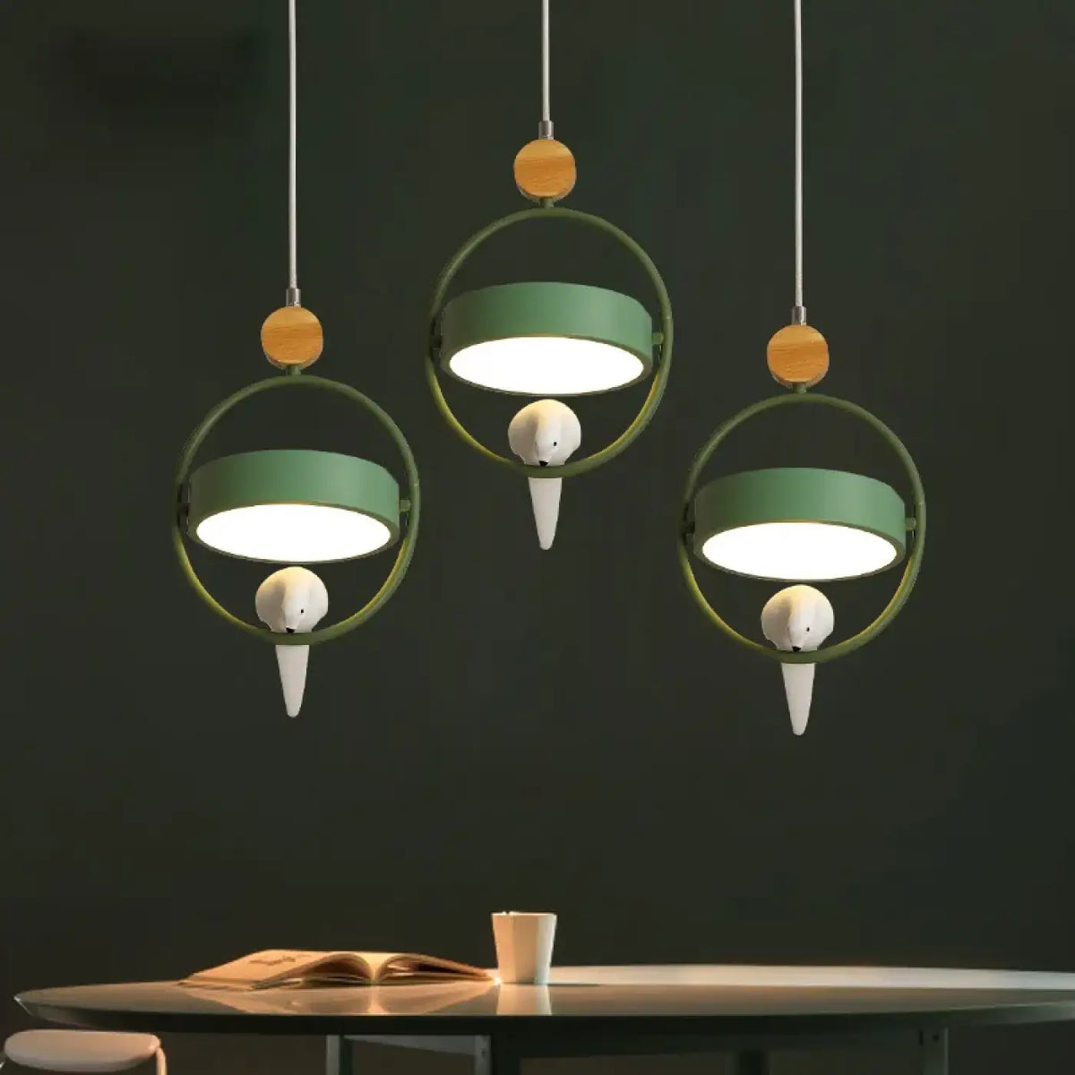 Suspension en Métal et Bois avec Oiseau – Bosette