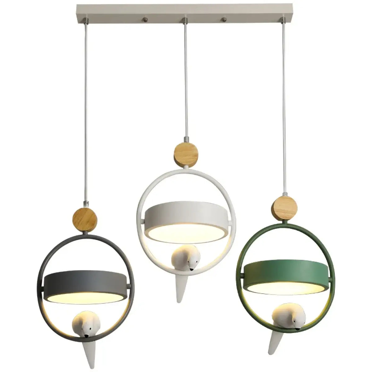 Suspension en Métal et Bois avec Oiseau – Bosette