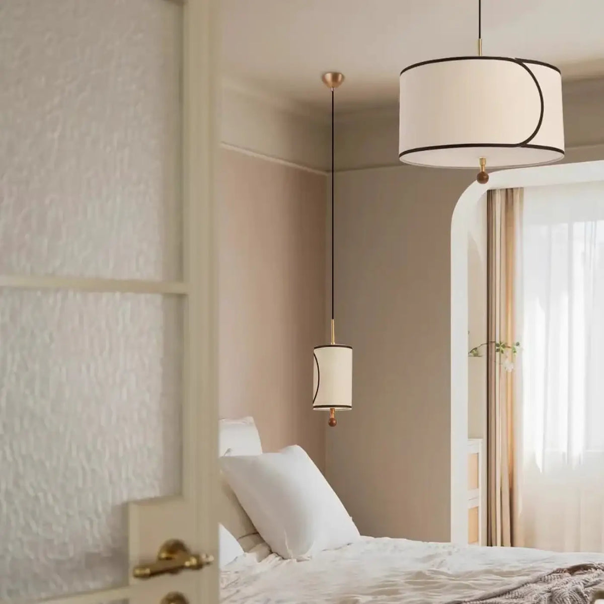 Suspension Abat-jour en Tissu Beige – Zoron