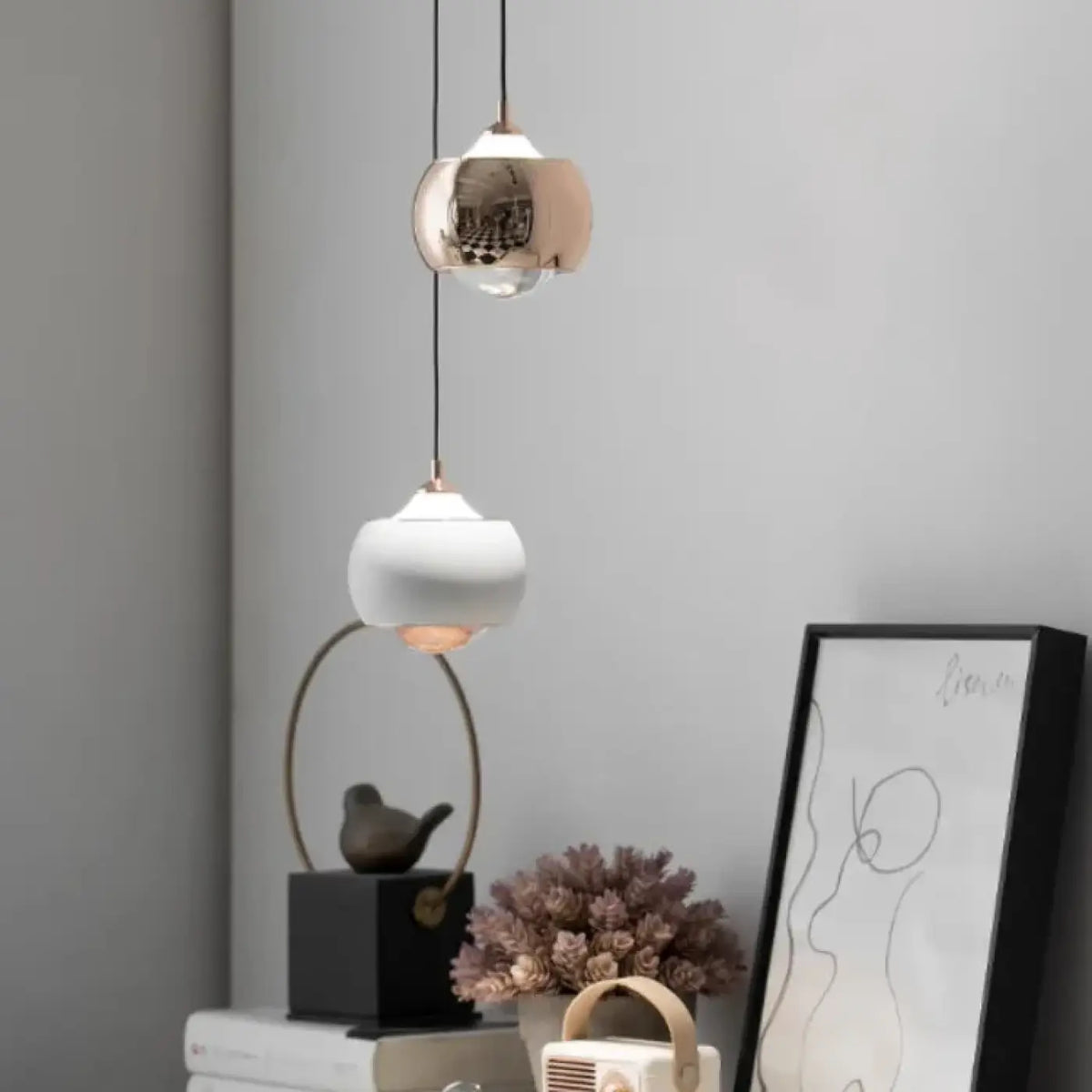 Suspension Boule Métal Noir et Doré – Risane