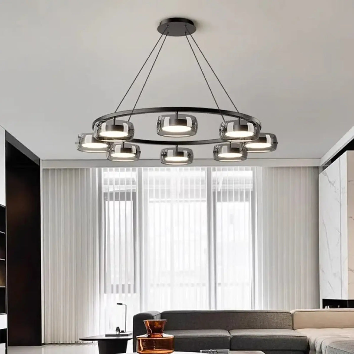 Suspension Anneau Noir à Spots LED – Sadan