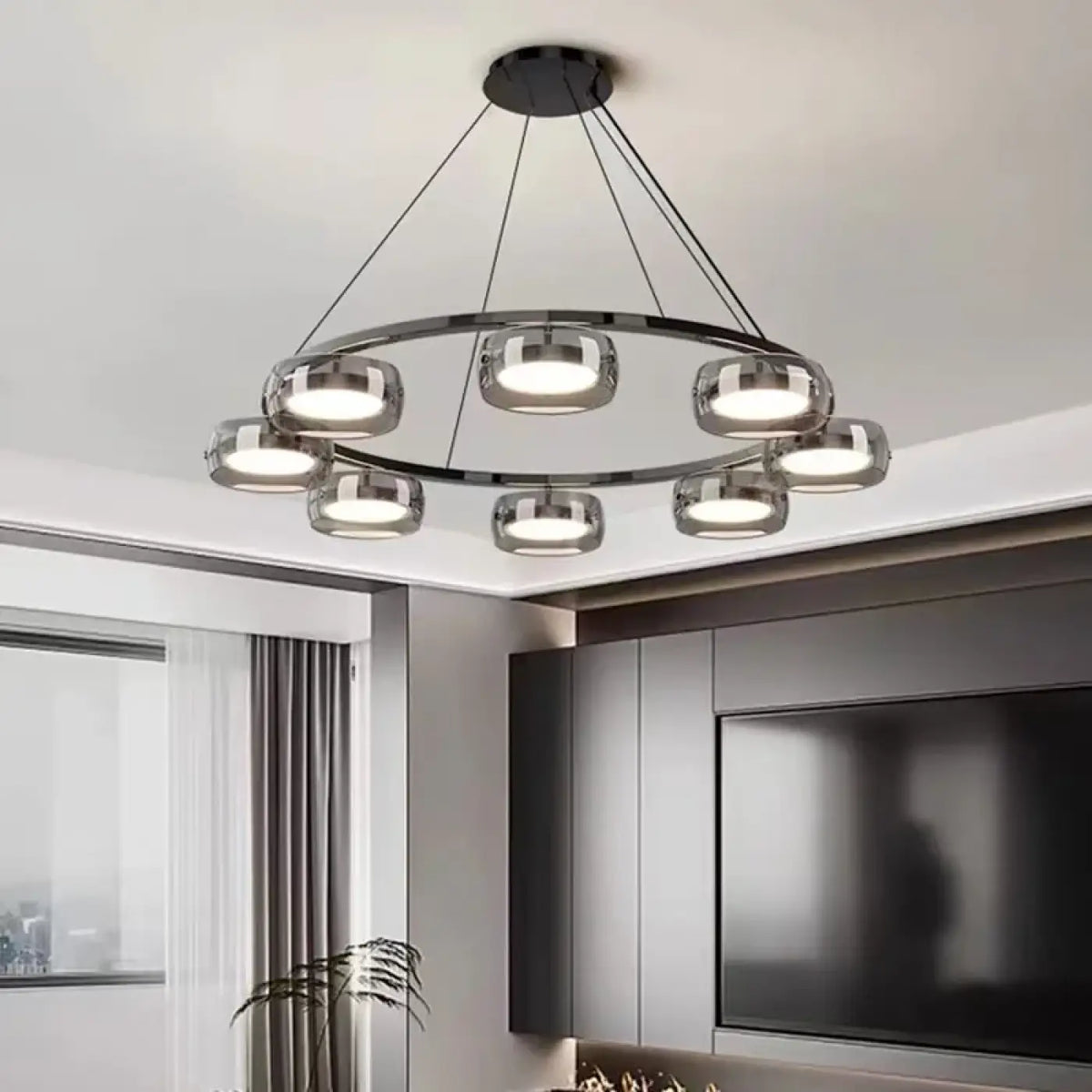 Suspension Anneau Noir à Spots LED – Sadan