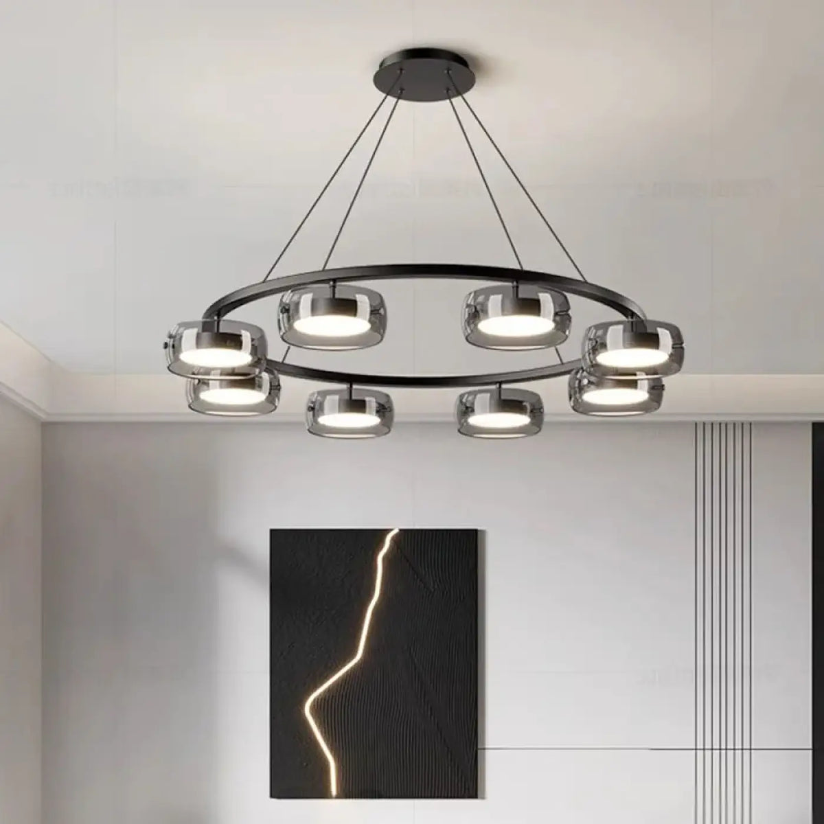 Suspension Anneau Noir à Spots LED – Sadan