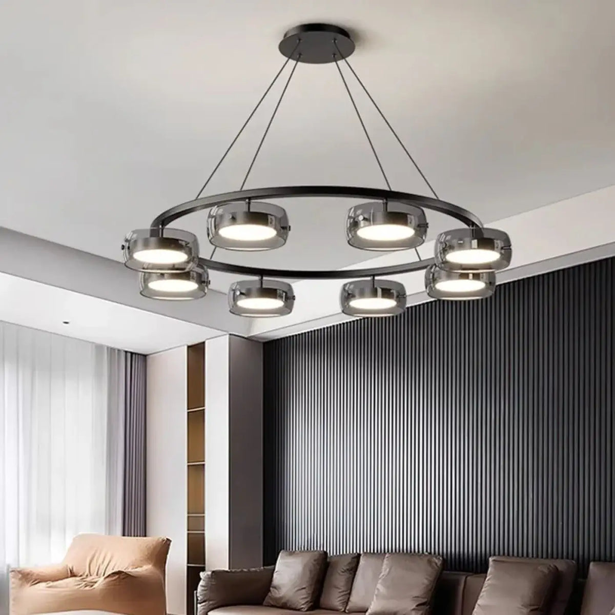 Suspension Anneau Noir à Spots LED – Sadan