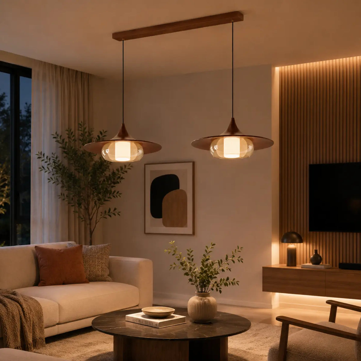 Suspension Verre et Finition Effet Cuivre – Sidis