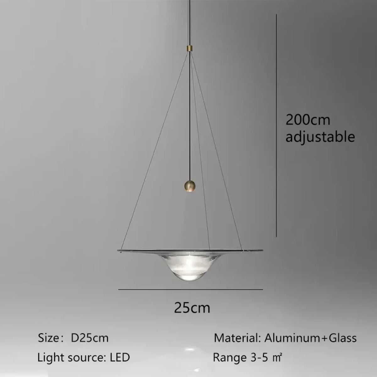 Suspension LED Aluminium et Verre – Trésane