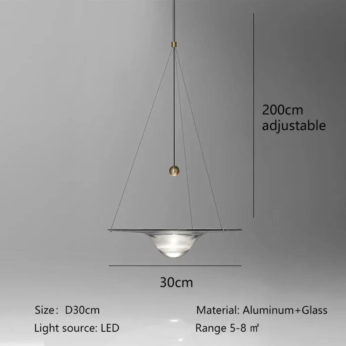 Suspension LED Aluminium et Verre – Trésane