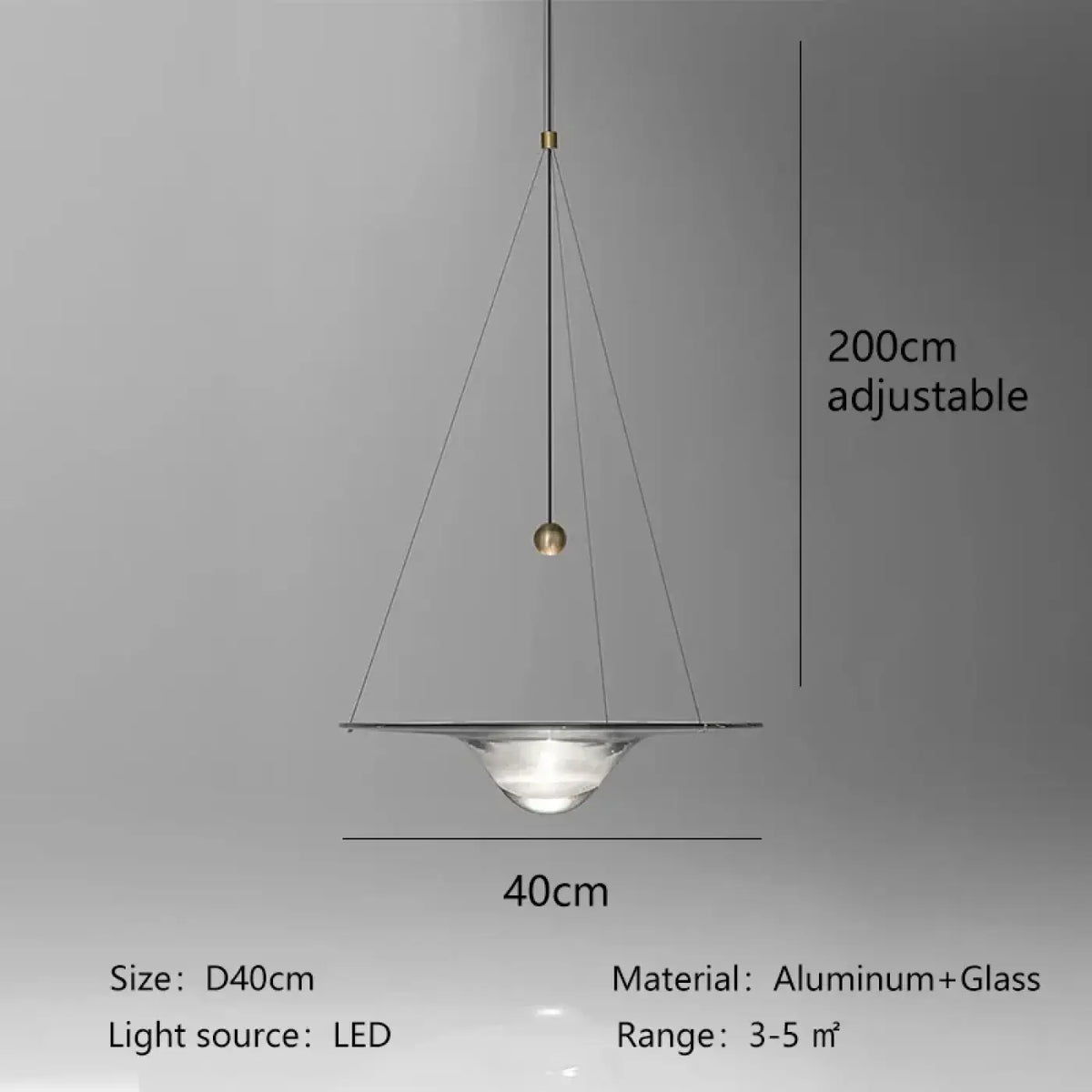 Suspension LED Aluminium et Verre – Trésane
