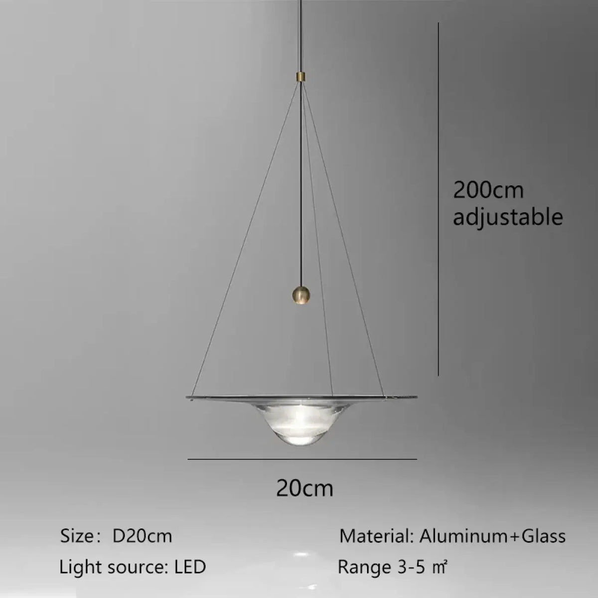 Suspension LED Aluminium et Verre – Trésane