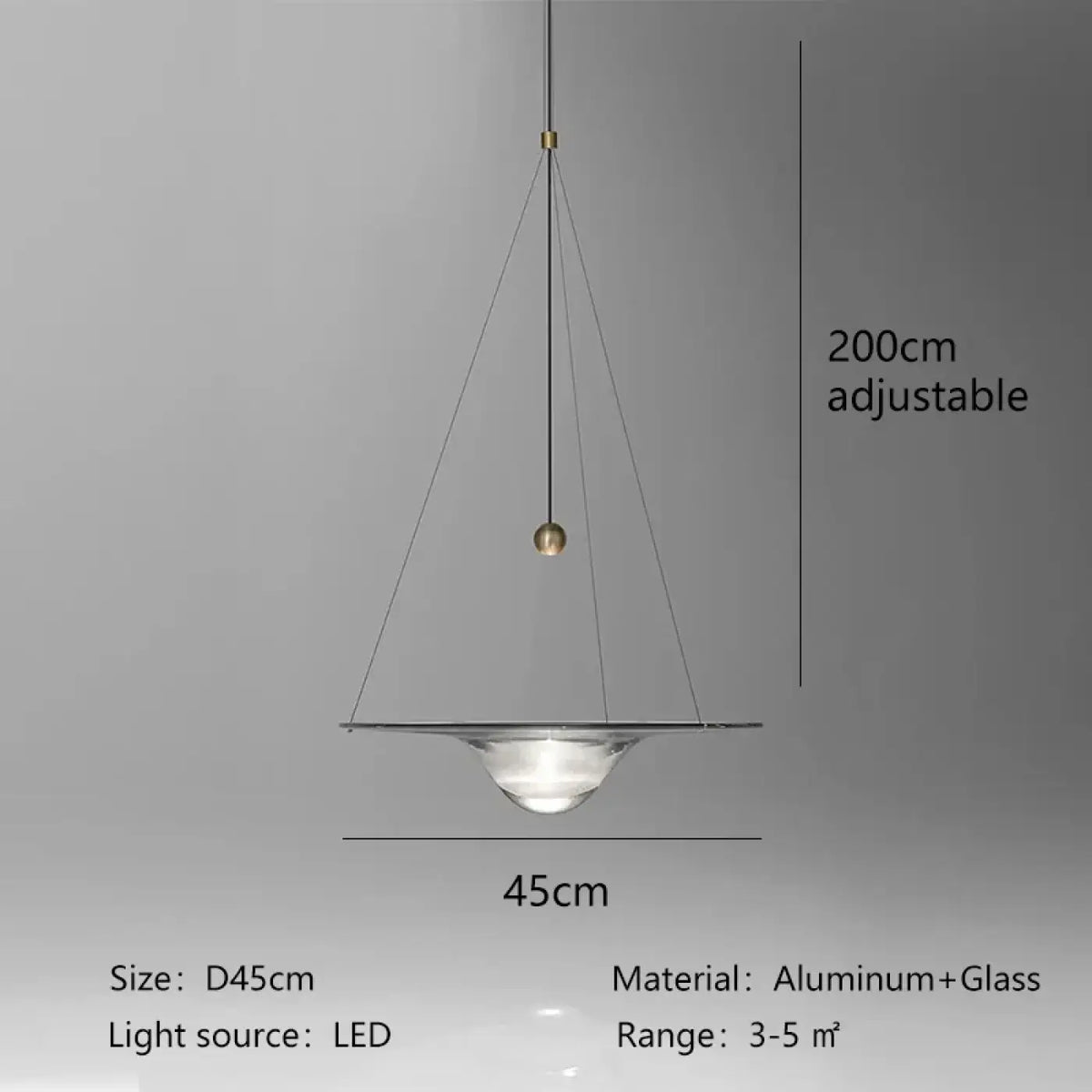 Suspension LED Aluminium et Verre – Trésane