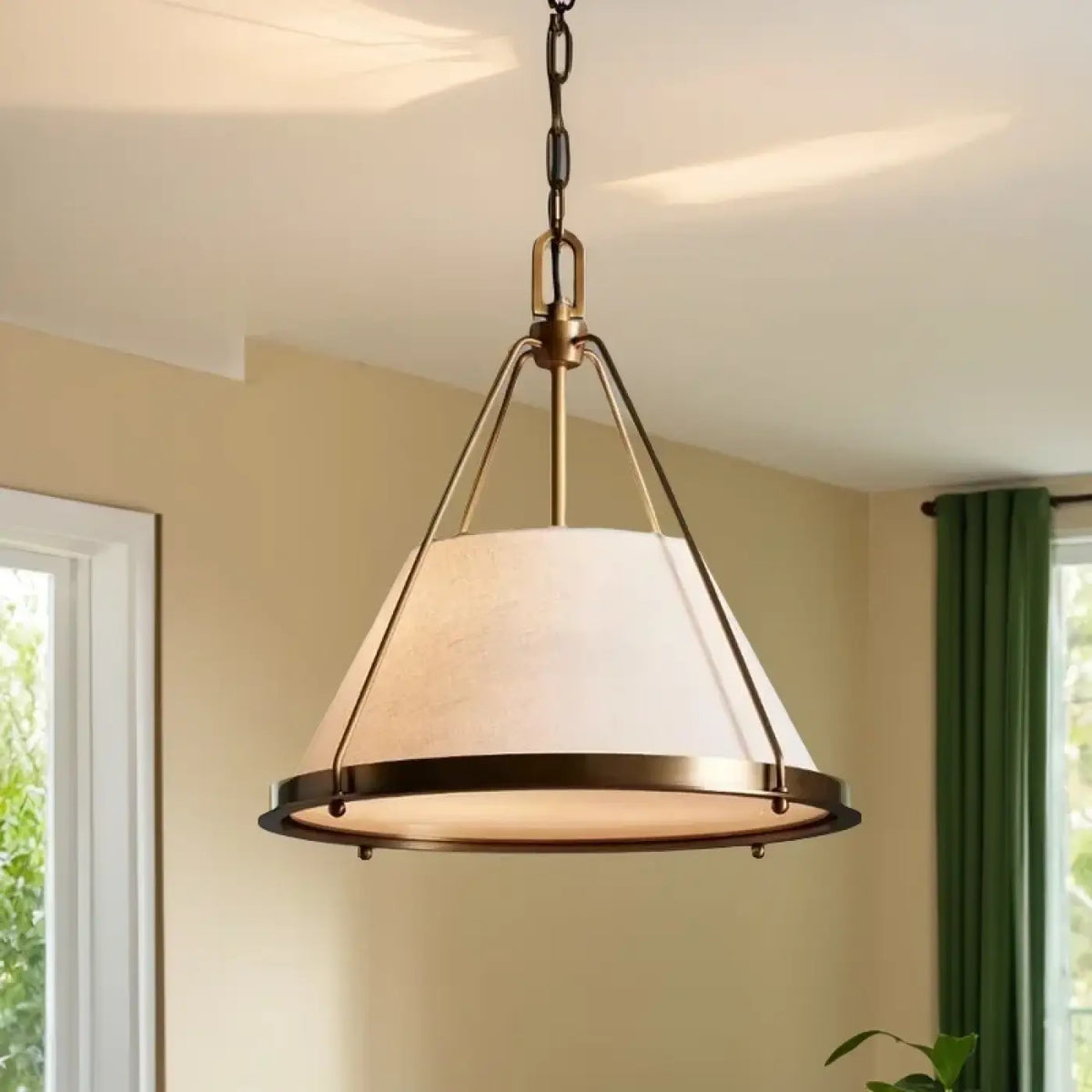 Suspension Métal et Abat-jour Beige – Limane