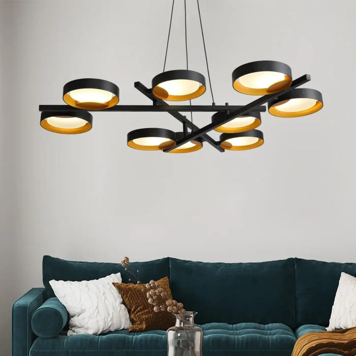 Suspension LED Noire à 9 Cercles – Vilane