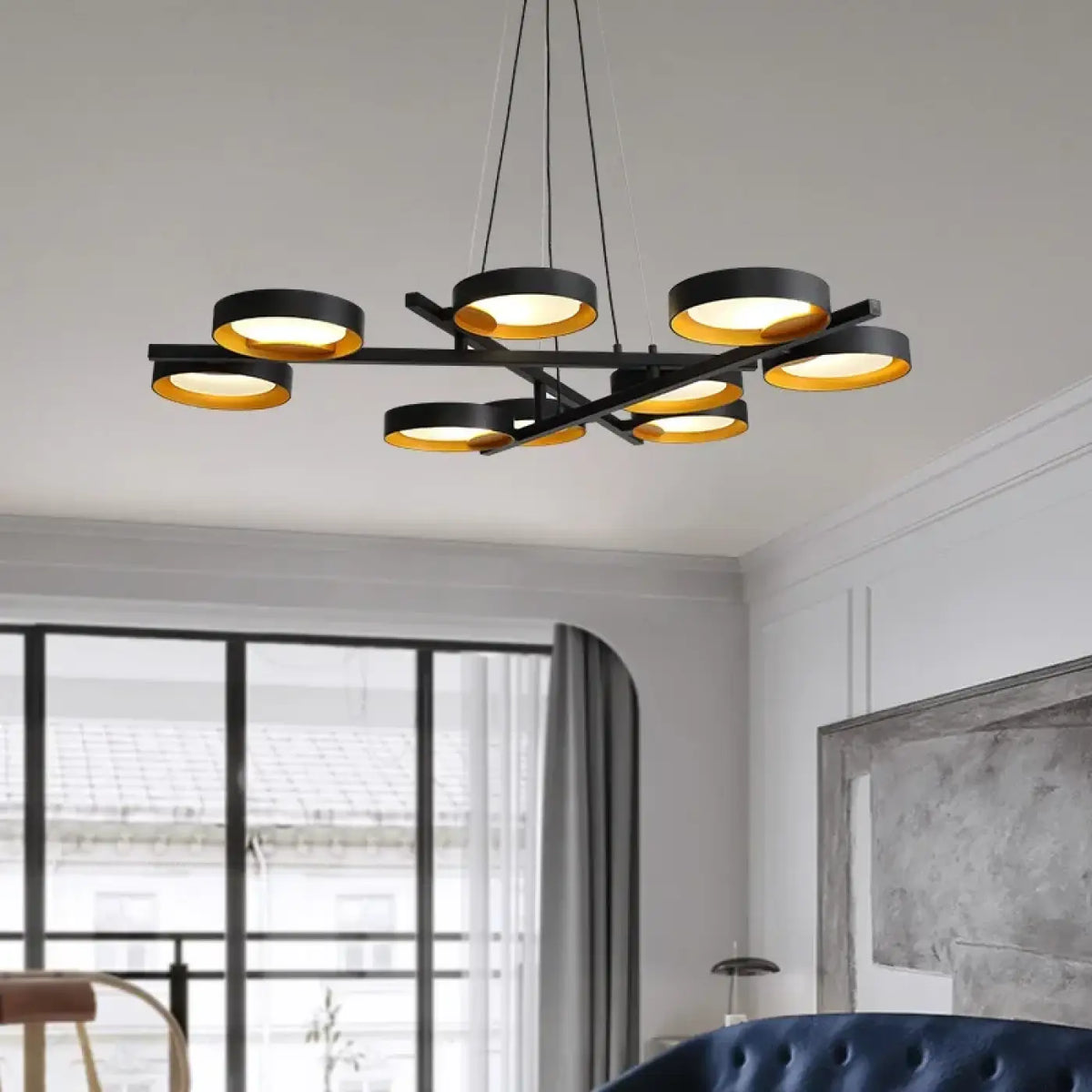Suspension LED Noire à 9 Cercles – Vilane