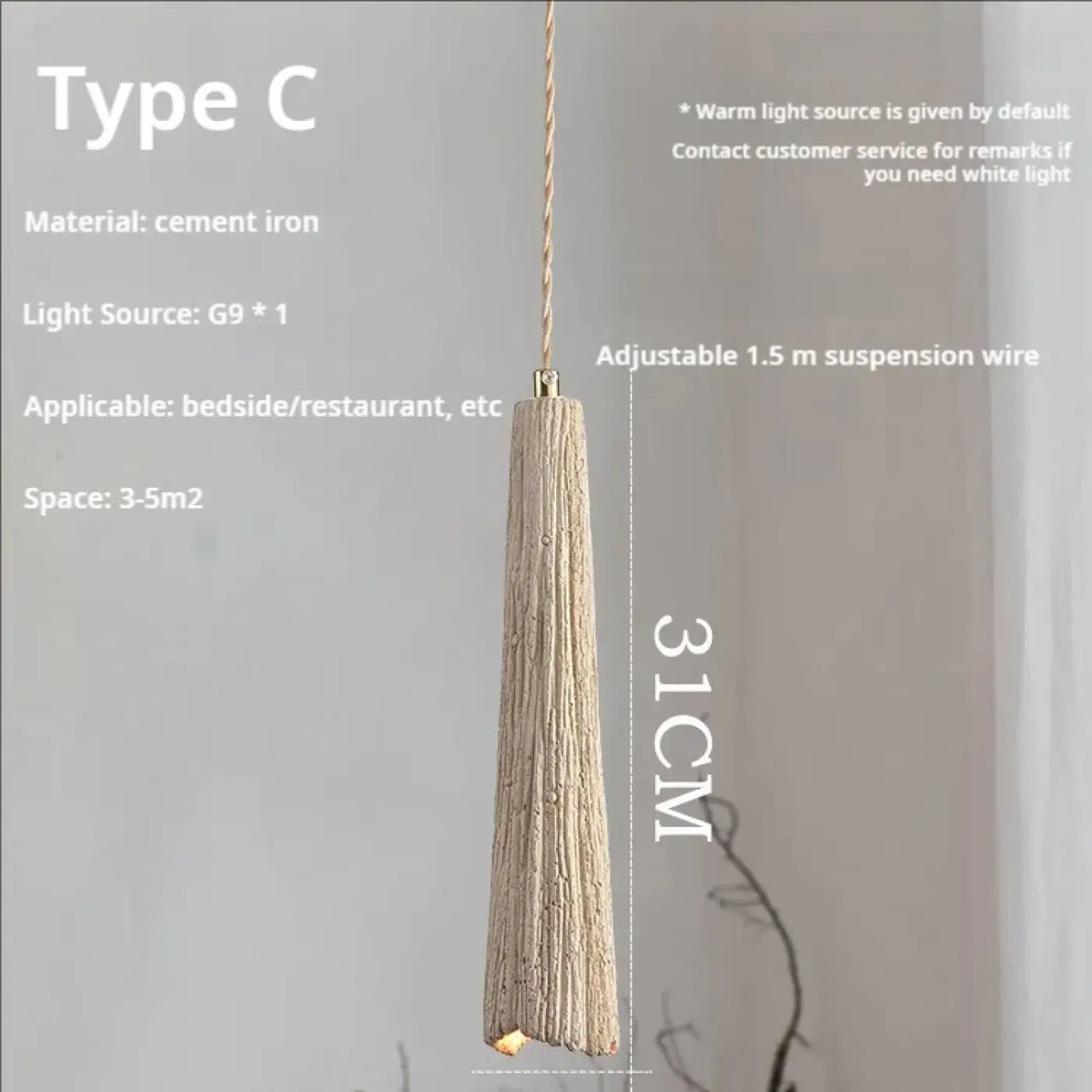Suspension Scandi en Ciment et Doré – Kavis
