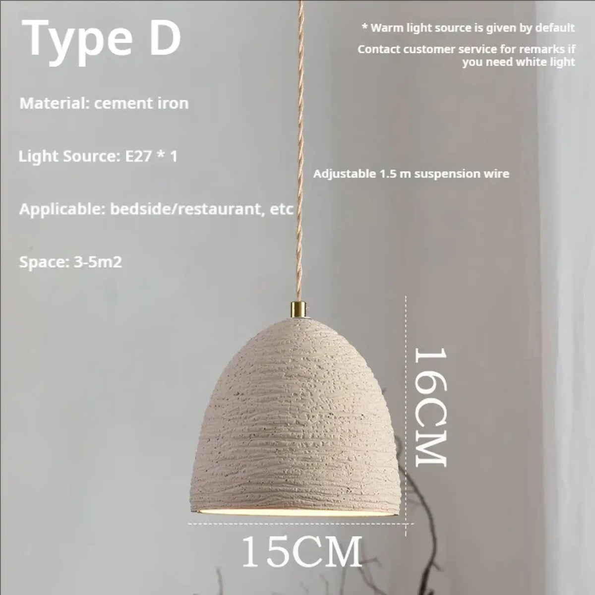 Suspension Scandi en Ciment et Doré – Kavis