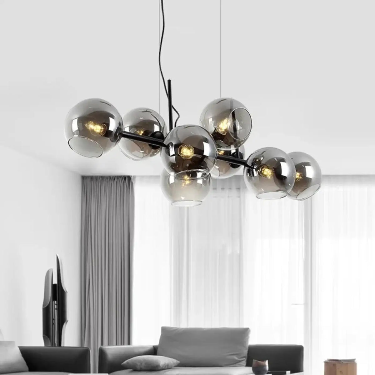 Suspension Boule en Verre Argenté – Mirel