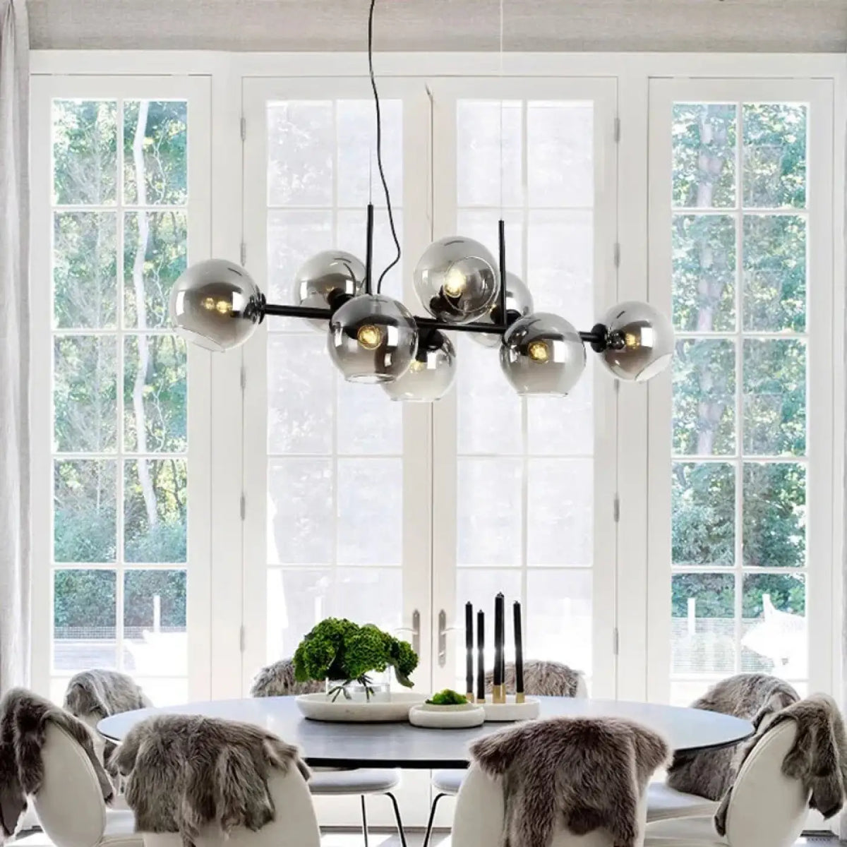 Suspension Boule en Verre Argenté – Mirel