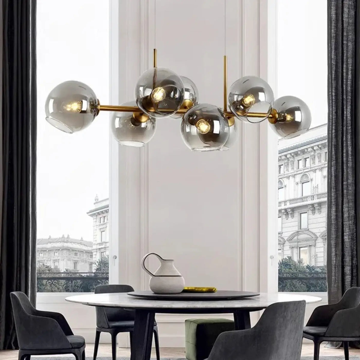 Suspension Boule en Verre Argenté – Mirel