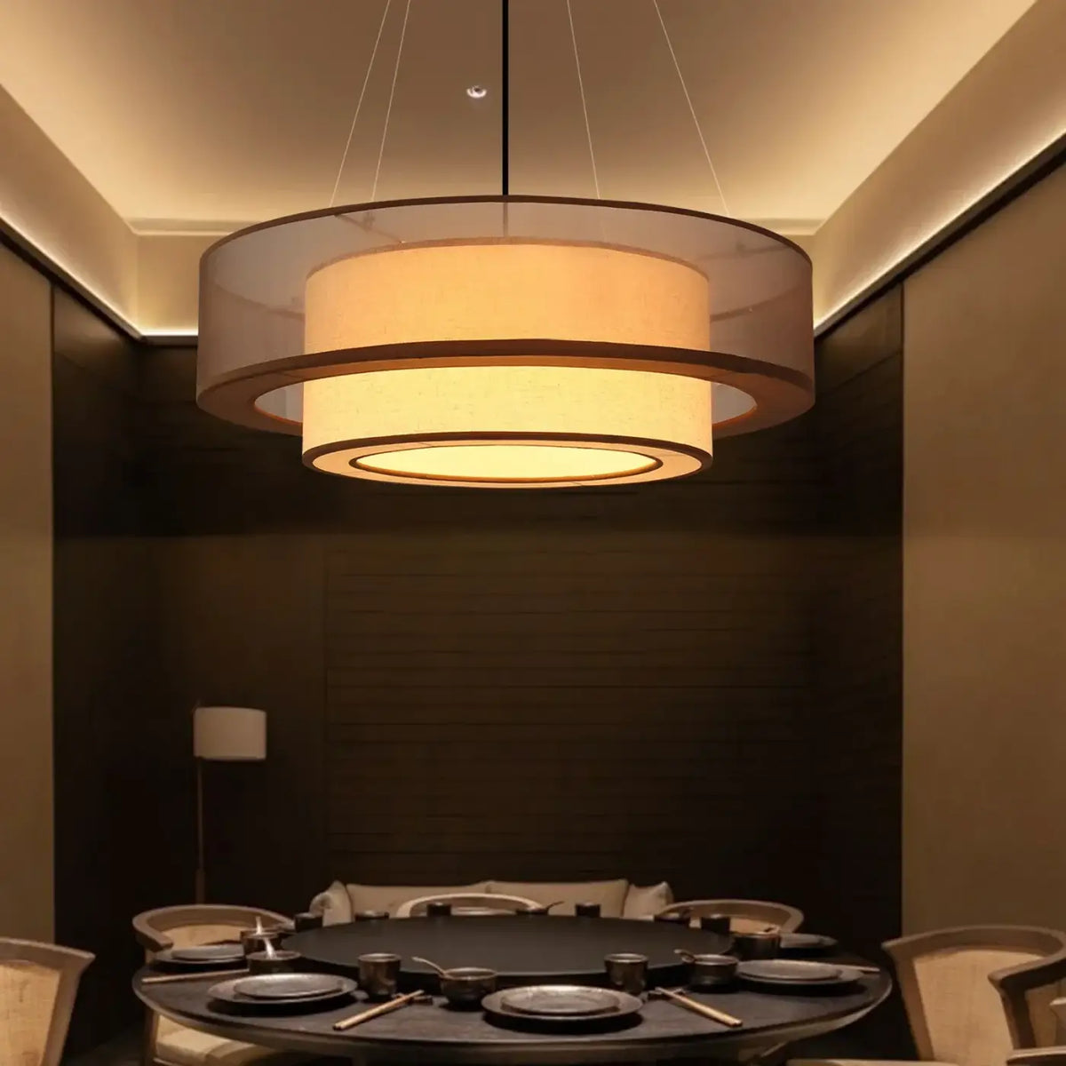 Suspension en Tissu Marron Style Asiatique – Lério