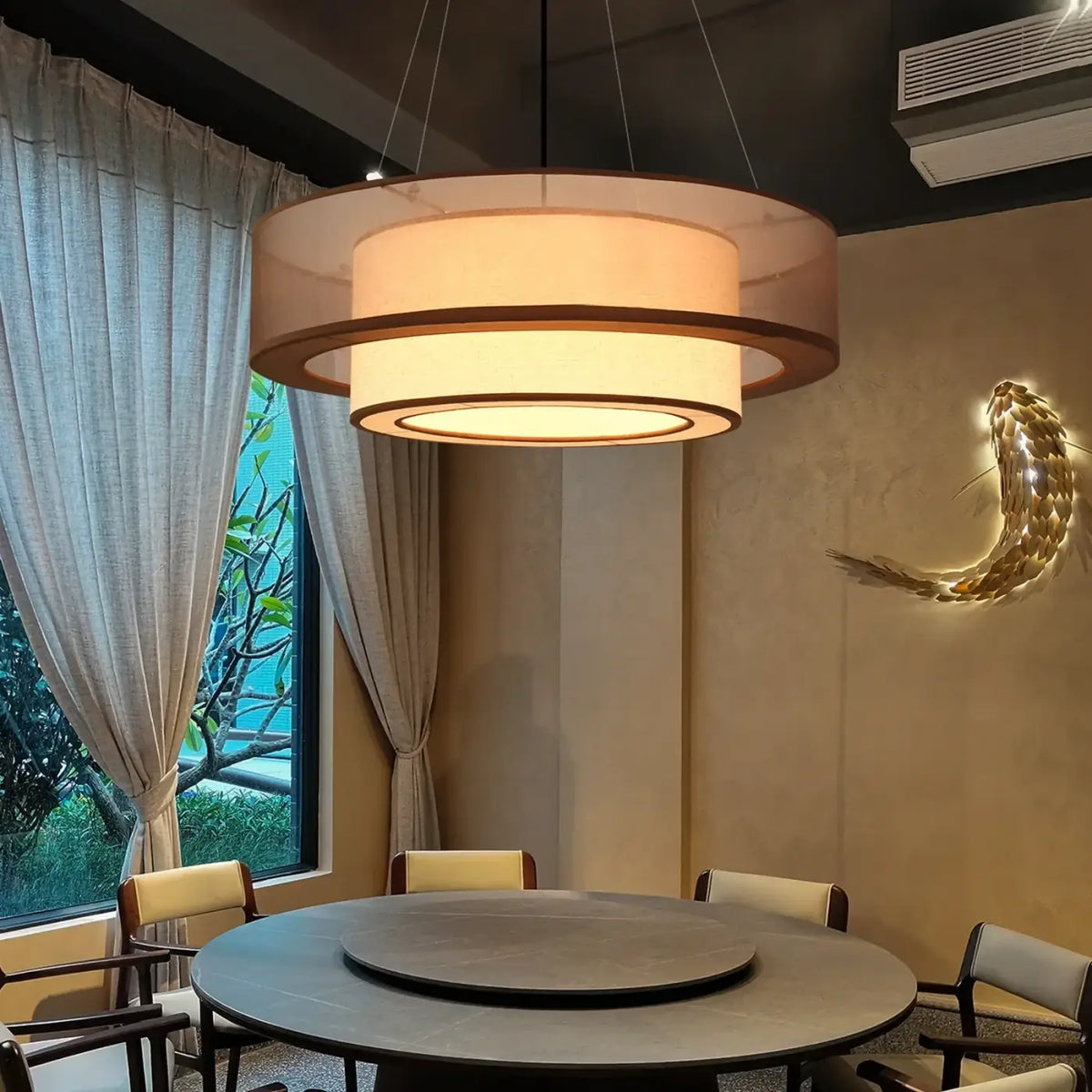 Suspension en Tissu Marron Style Asiatique – Lério
