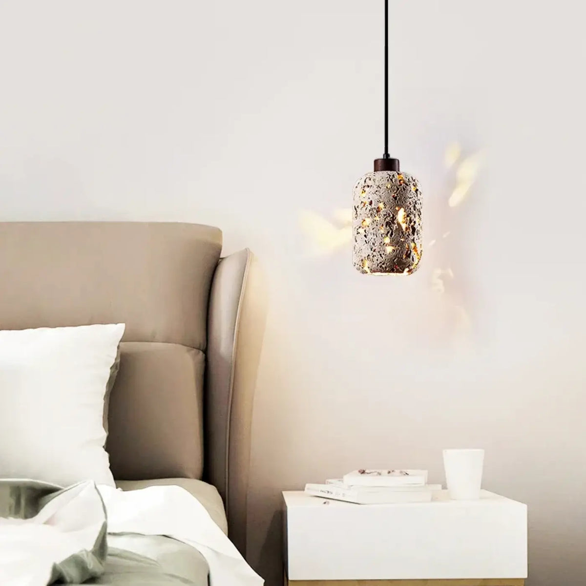 Suspension LED en Travertin – Bidan