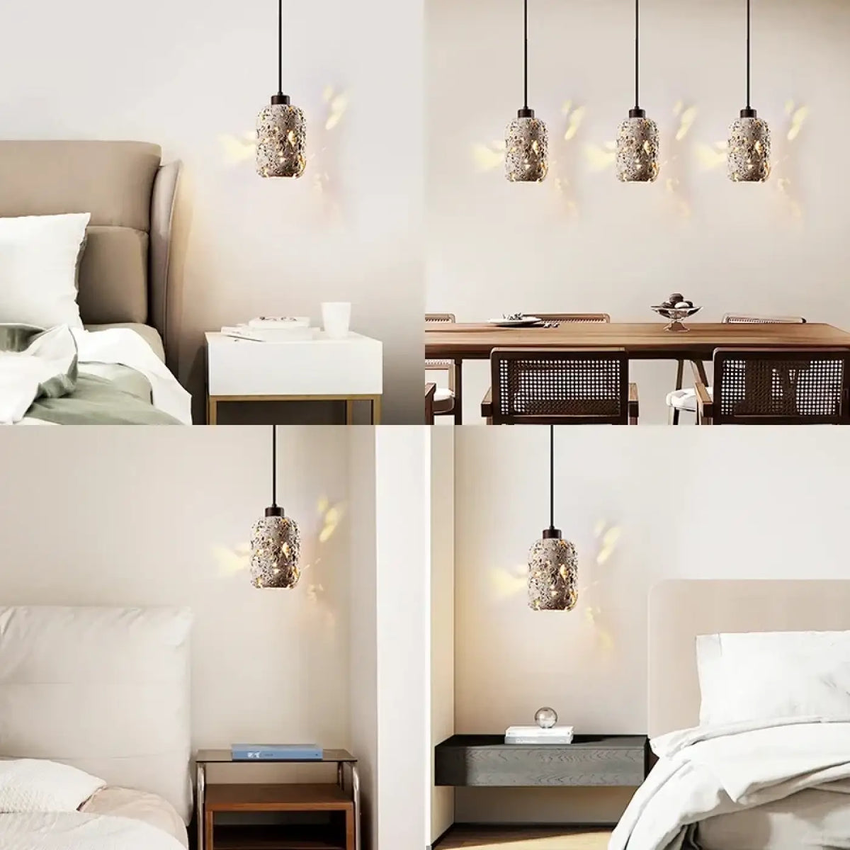 Suspension LED en Travertin – Bidan