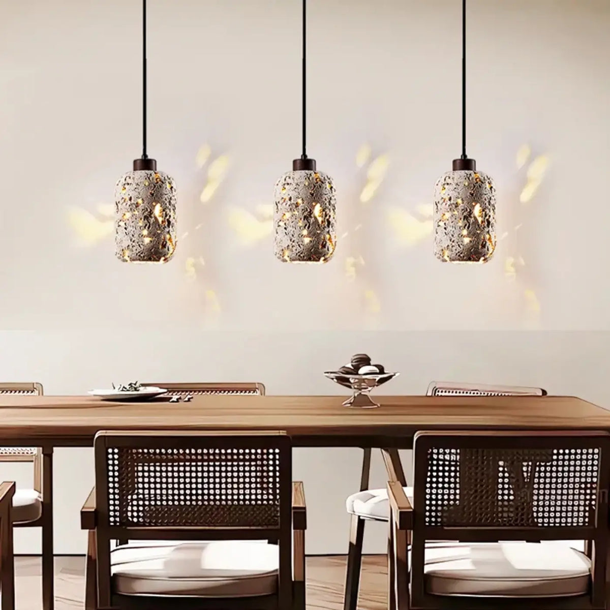 Suspension LED en Travertin – Bidan