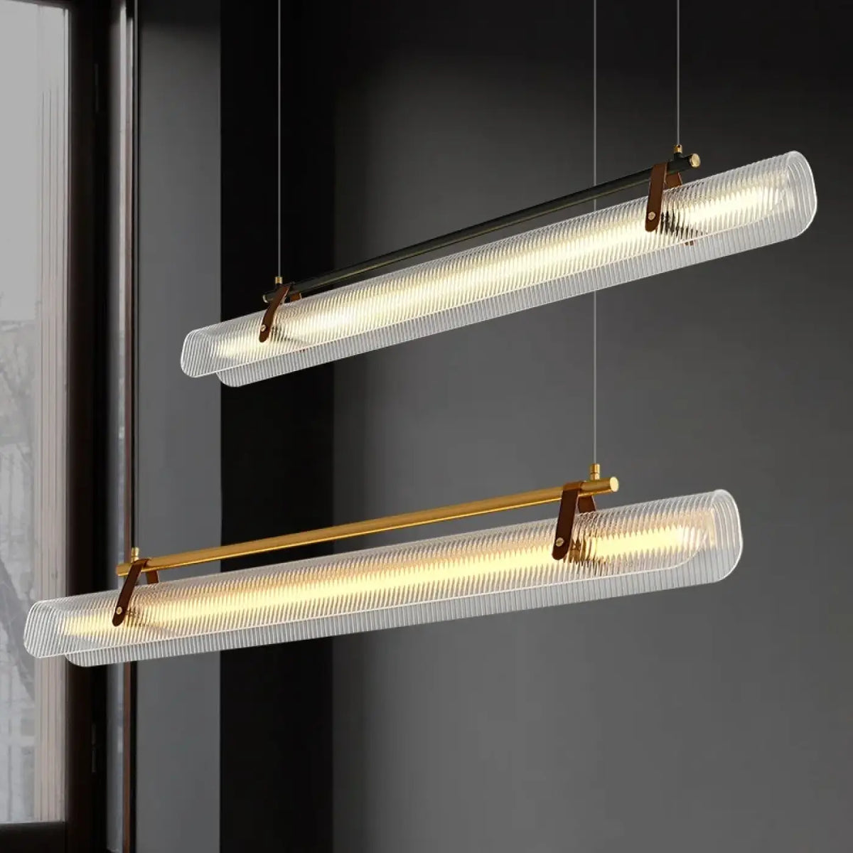 Suspension Tubulaire en Verre Cannelé – Bivel