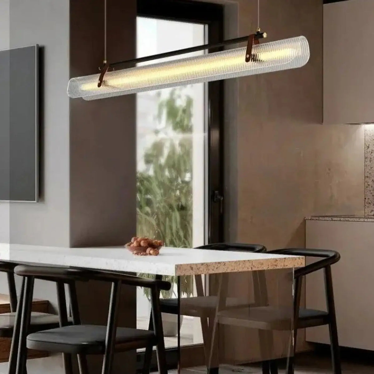 Suspension Tubulaire en Verre Cannelé – Bivel