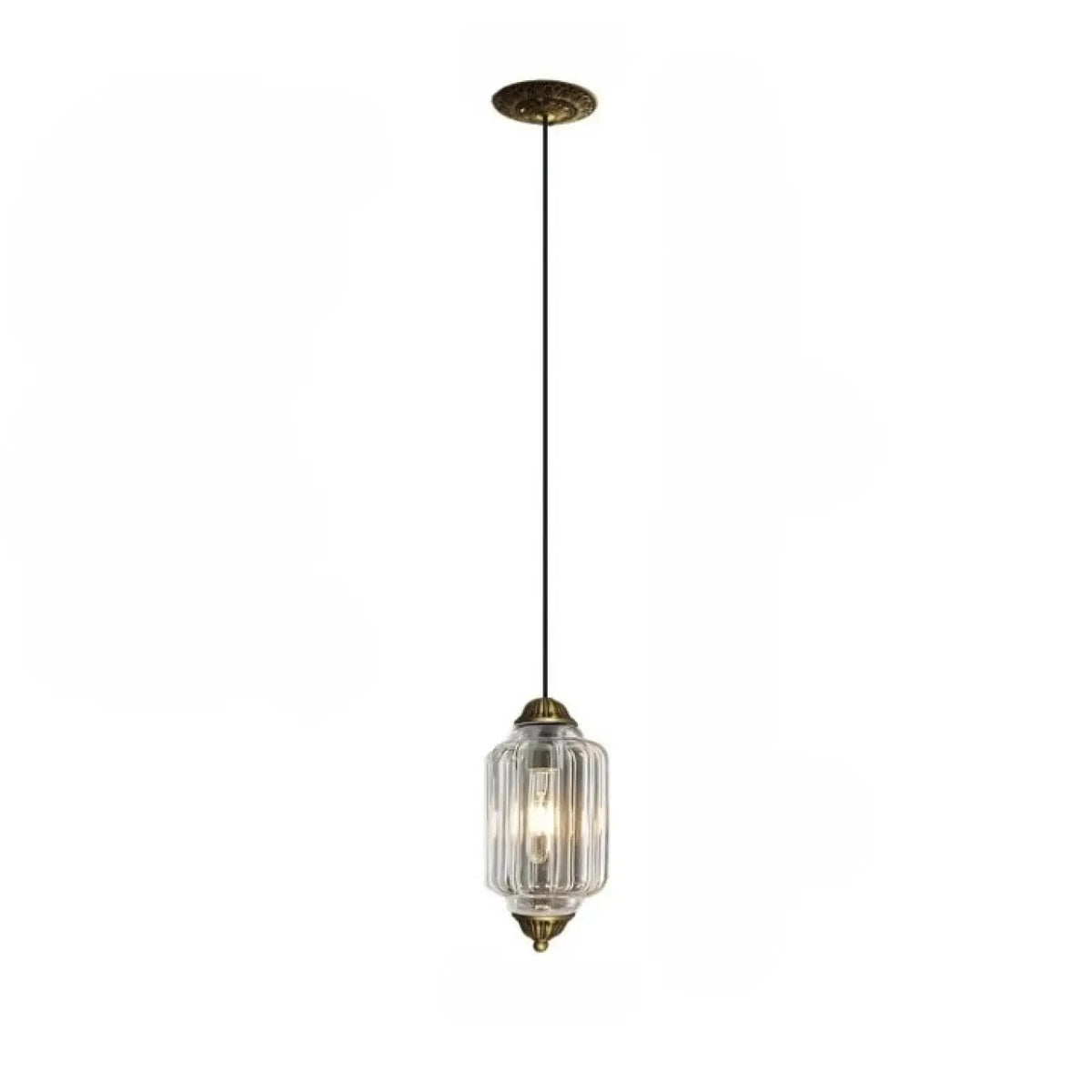 Suspension Rétro Verre Côtelé et Doré – Grelane