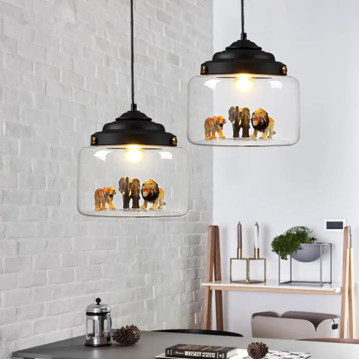 Suspension Cloche en Verre Animaux – Bilia