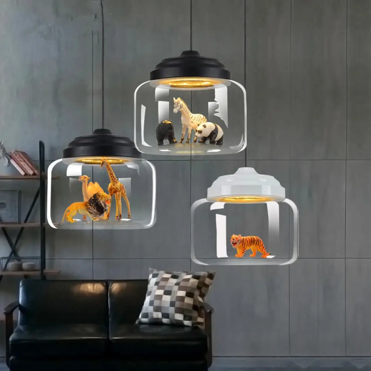 Suspension Cloche en Verre Animaux – Bilia