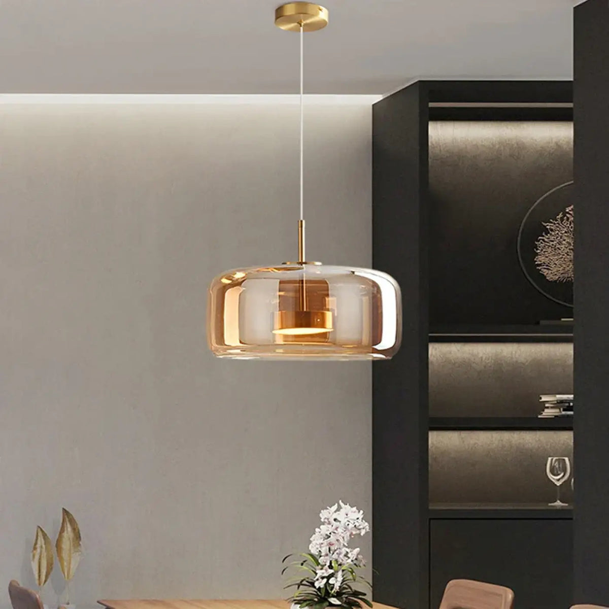 Suspension en Verre Teinté Cognac – Fisa