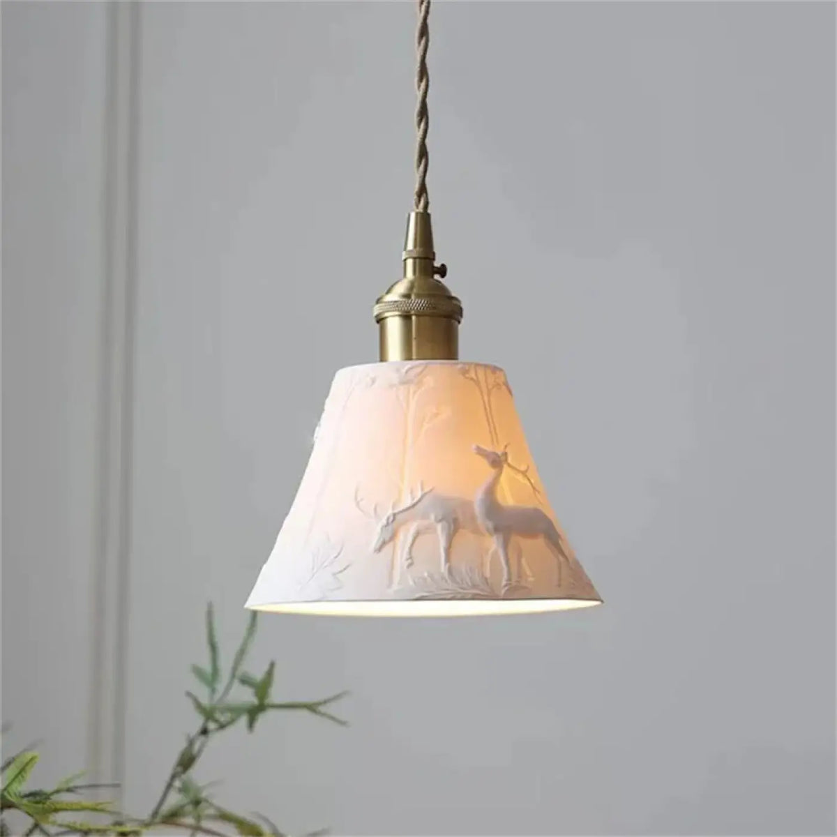 Suspension Vintage Abat-jour Motif Cerf – Graman