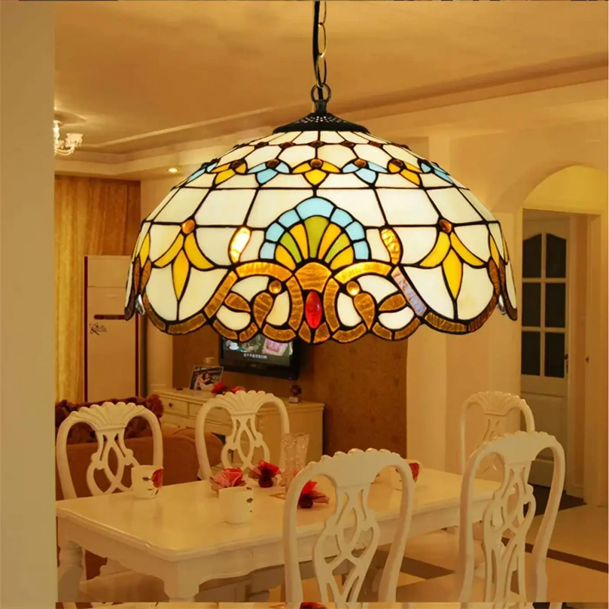 Suspension Tiffany en Verre Coloré – Dolon