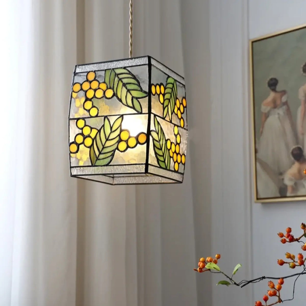 Suspension Vitrail Art Déco Motifs Naturels – Tano