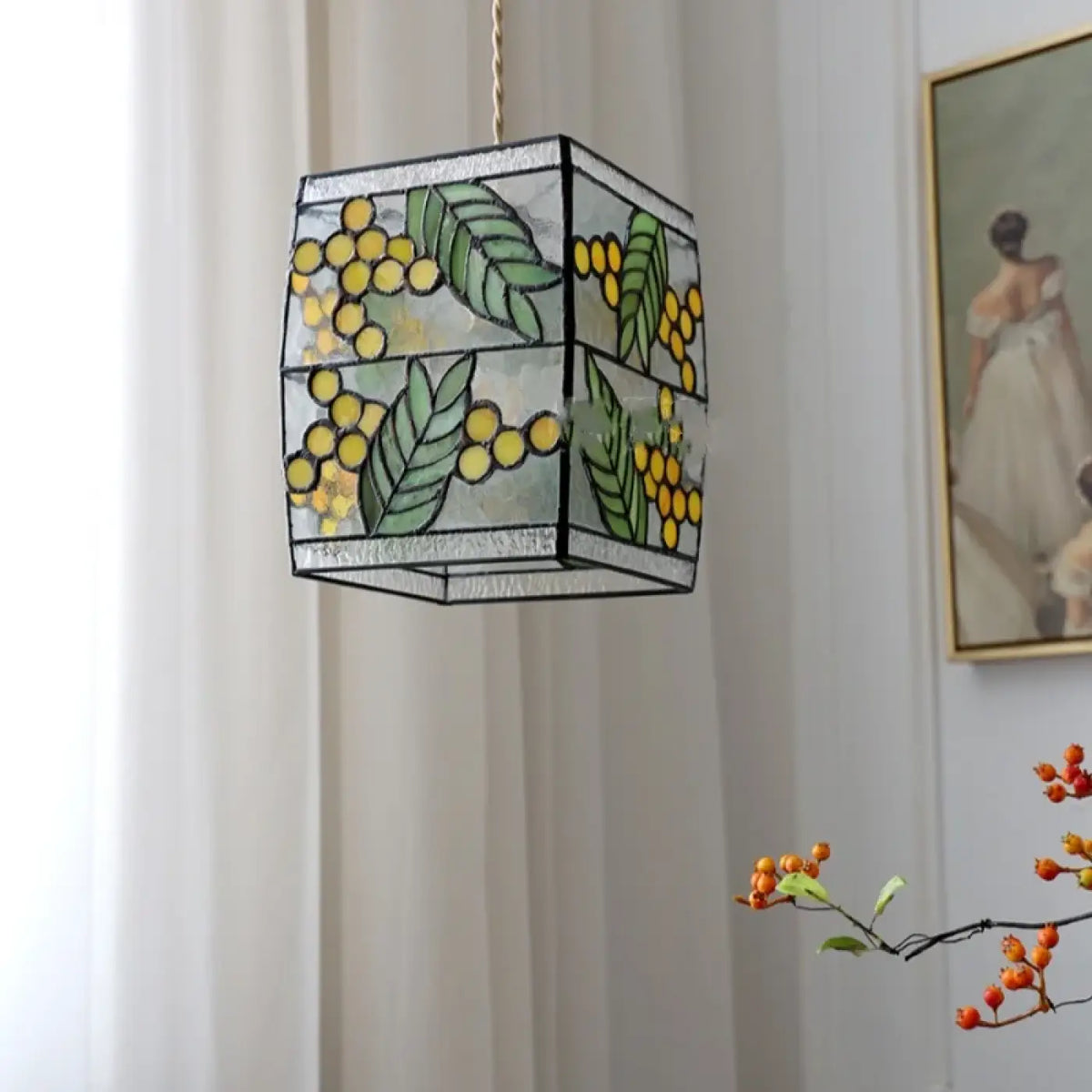 Suspension Vitrail Art Déco Motifs Naturels – Tano