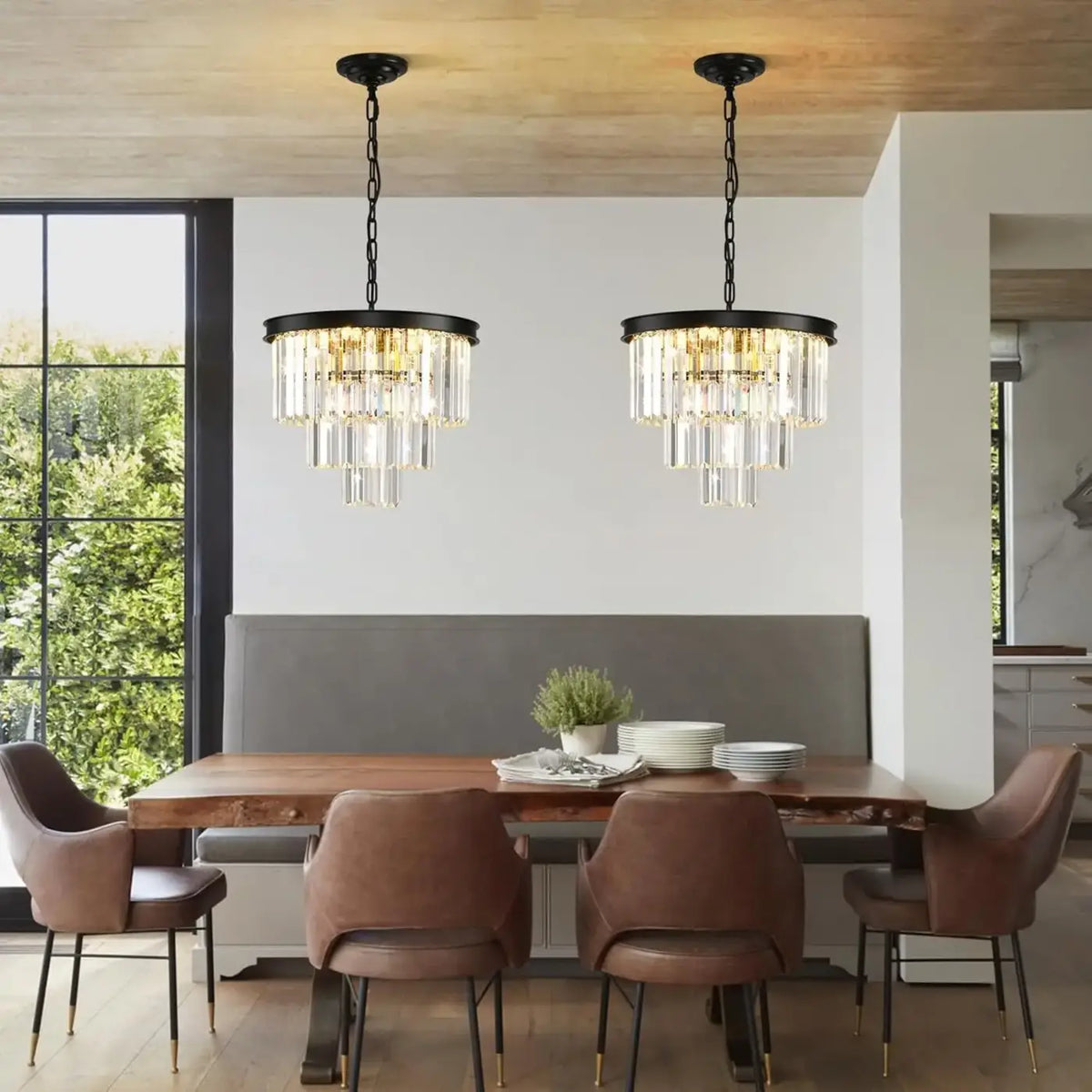 Lustre Cascade en Verre Cristal – Divane