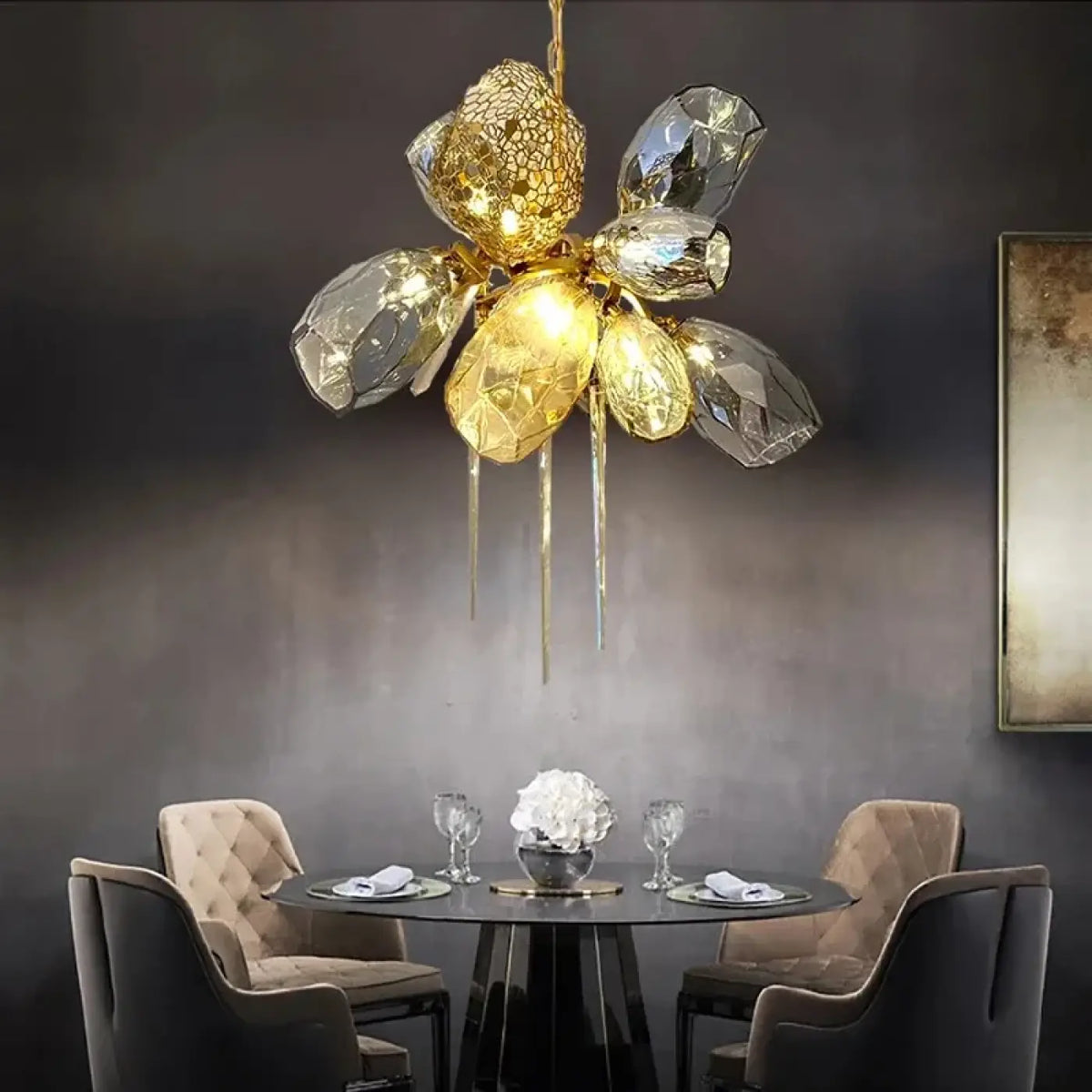Suspension Florale en Verre Doré – Bimo