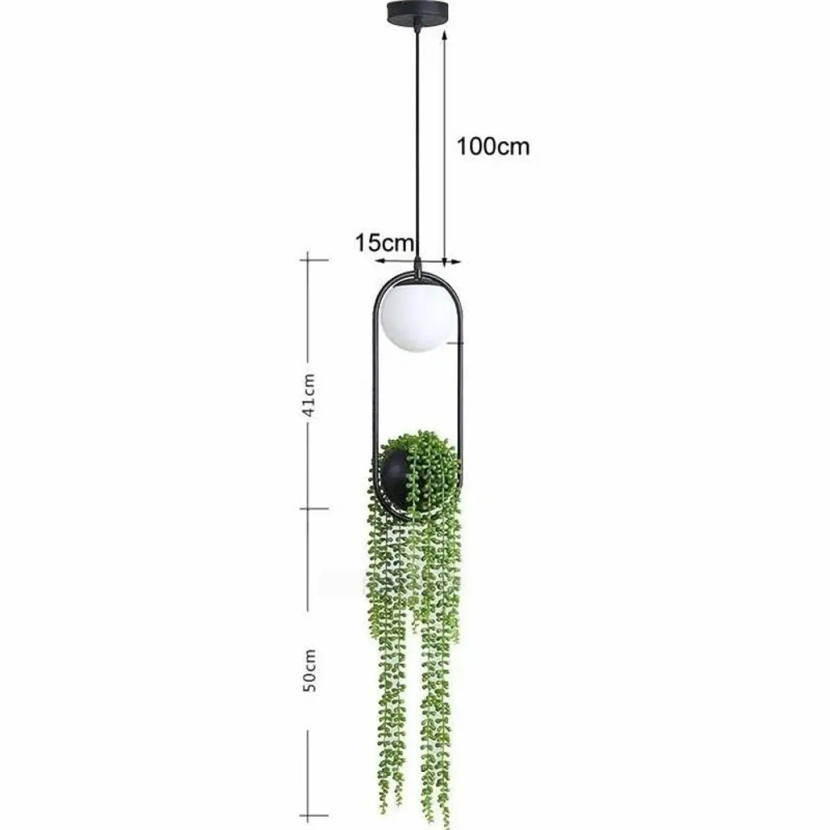 Suspension Anneau Noir et Plante Artificielle – Fisel
