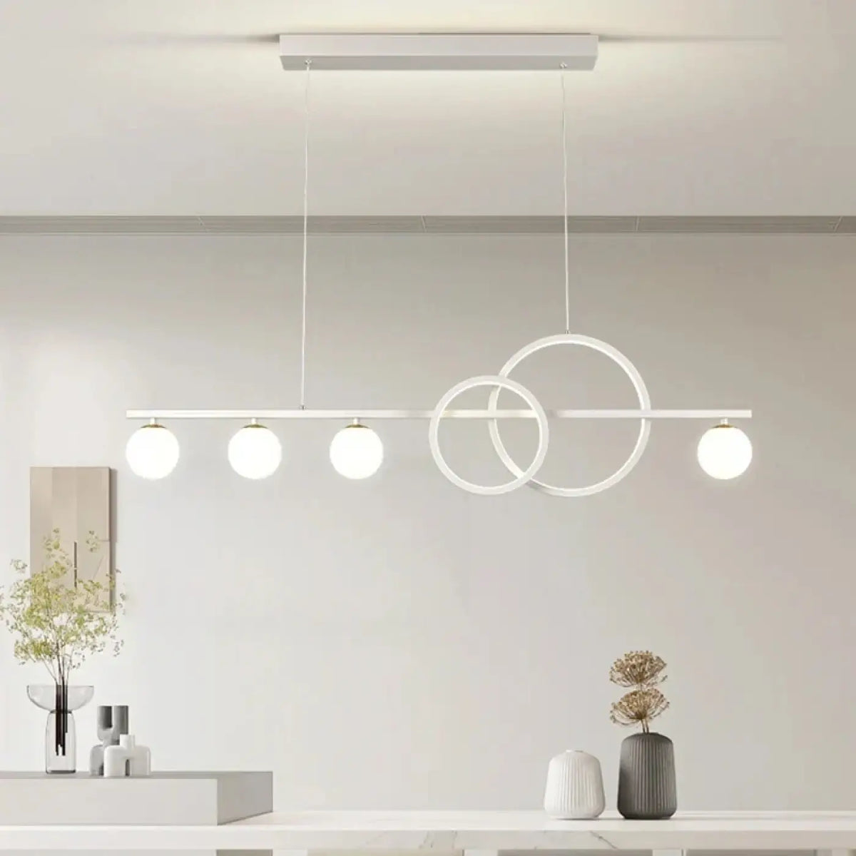 Suspension Linéaire Blanche à Anneaux LED – Jédane