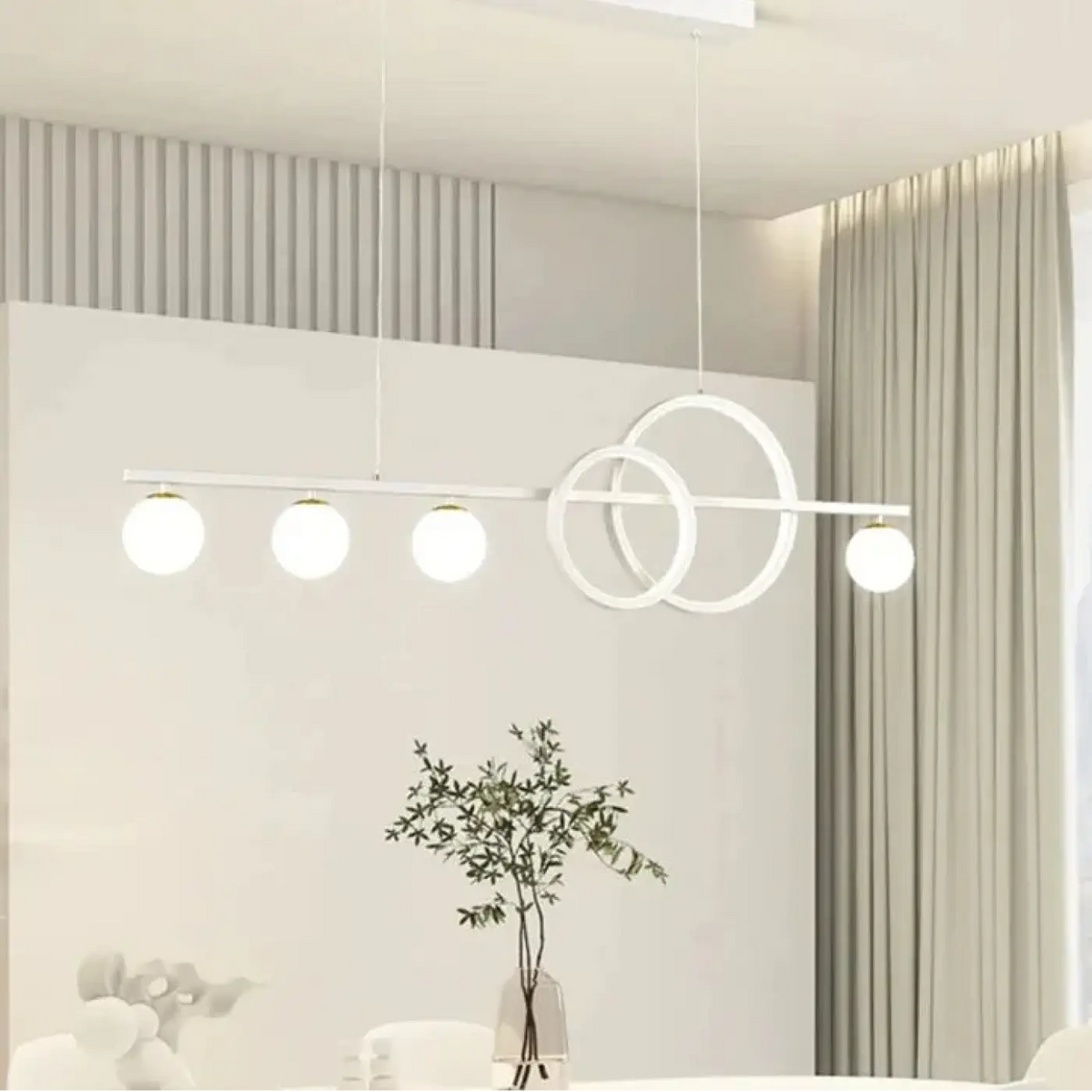 Suspension Linéaire Blanche à Anneaux LED – Jédane