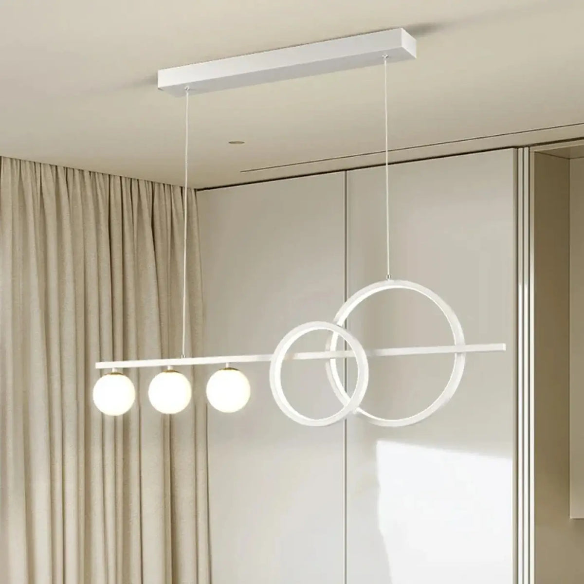 Suspension Linéaire Blanche à Anneaux LED – Jédane