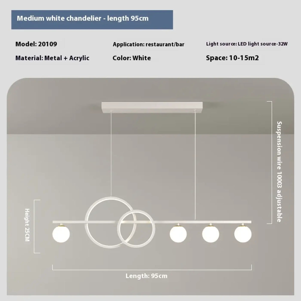 Suspension Linéaire Blanche à Anneaux LED – Jédane